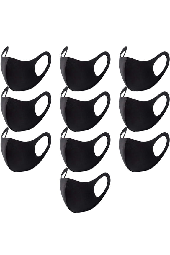 10 PCS Black Face Mask Covers with Elastic Ear Loop Cover Full Face Anti-Dust, Unisex, Washable, Breathable, and Reusable (Adults)