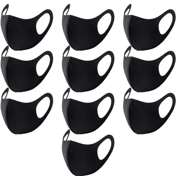 10 PCS Black Face Mask Covers with Elastic Ear Loop Cover Full Face Anti-Dust, Unisex, Washable, Breathable, and Reusable (Adults)