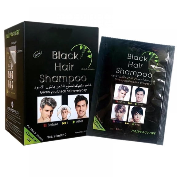 10 PCS Black Hair Shampoo Instant Hair Dye for Men Women Black Color - Simple to Use - Hair Dye Permanent - Last 30 days - Natural Ingredients