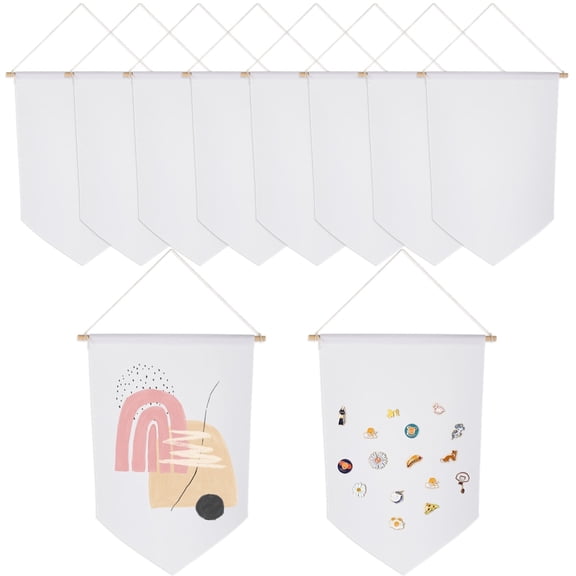 10 PCS Blank Canvas Banners, Wall Decorative DIY Wall Display Hanging Flags, Enamel Pin Wall Display Banners for Enamel Lapel Badge Collection