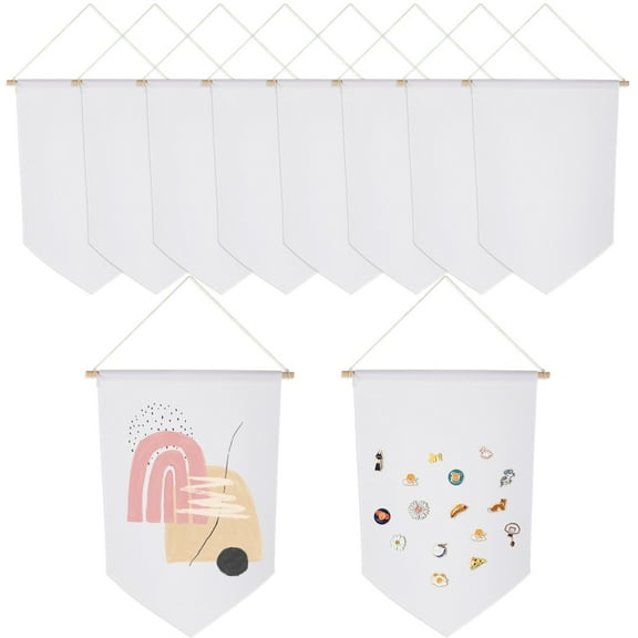 10 PCS Blank Canvas Banners, Wall Decorative DIY Wall Display Hanging Flags, Enamel Pin Wall Display Banners for Enamel Lapel Badge Collection