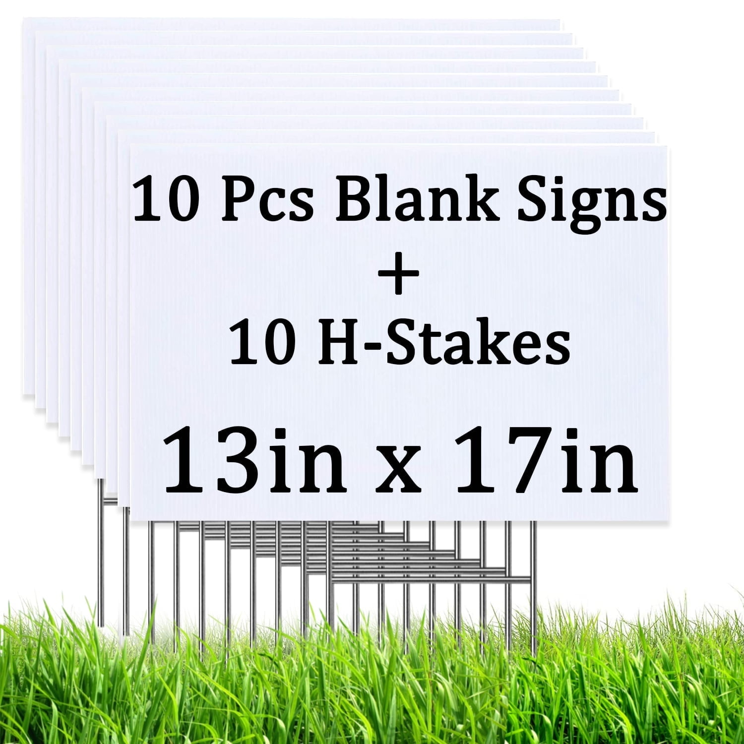 10 PCS Blank Yard Signs with H Metal Stakes, 13 x 17 Inches White ...