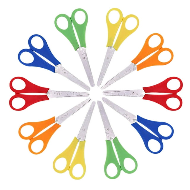 10 PCS Blunt Tip Scissors with scale Classroom Bulk Pack for Kids