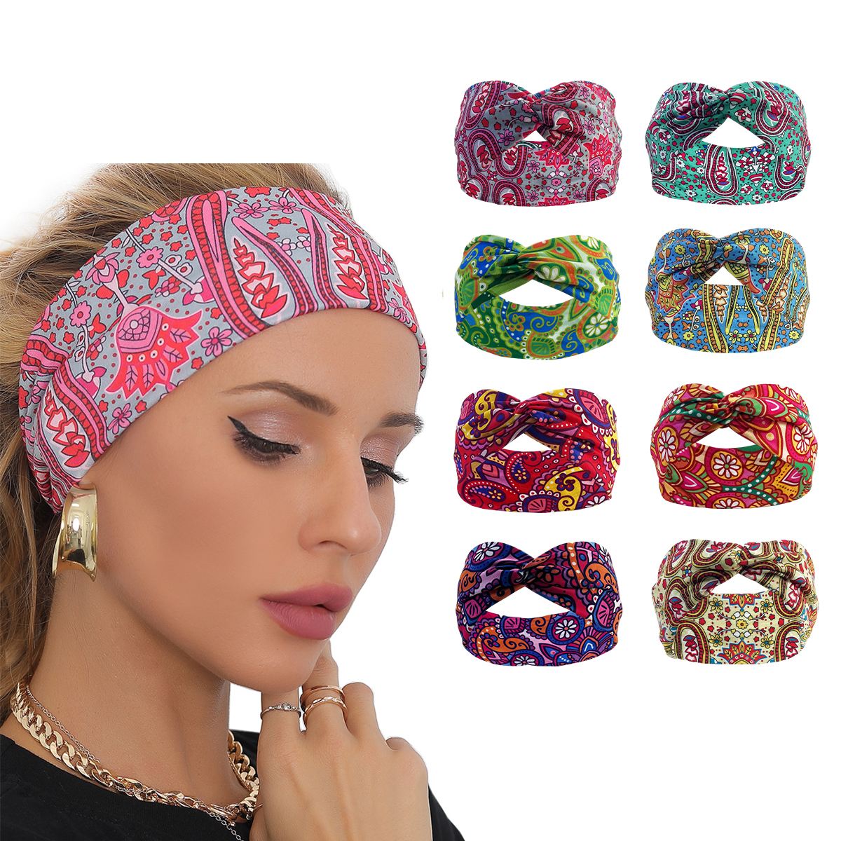 10 Pieces African Headband Boho Wide Bandeau Headbands​​ Amazon.com: Tobeffect Headbands for Women African Boho Wide  main image 4