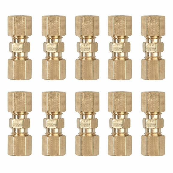 10 PCS Brass Compression Fittings Connector 3/16" OD Hydraulic Brake Lines Union USA