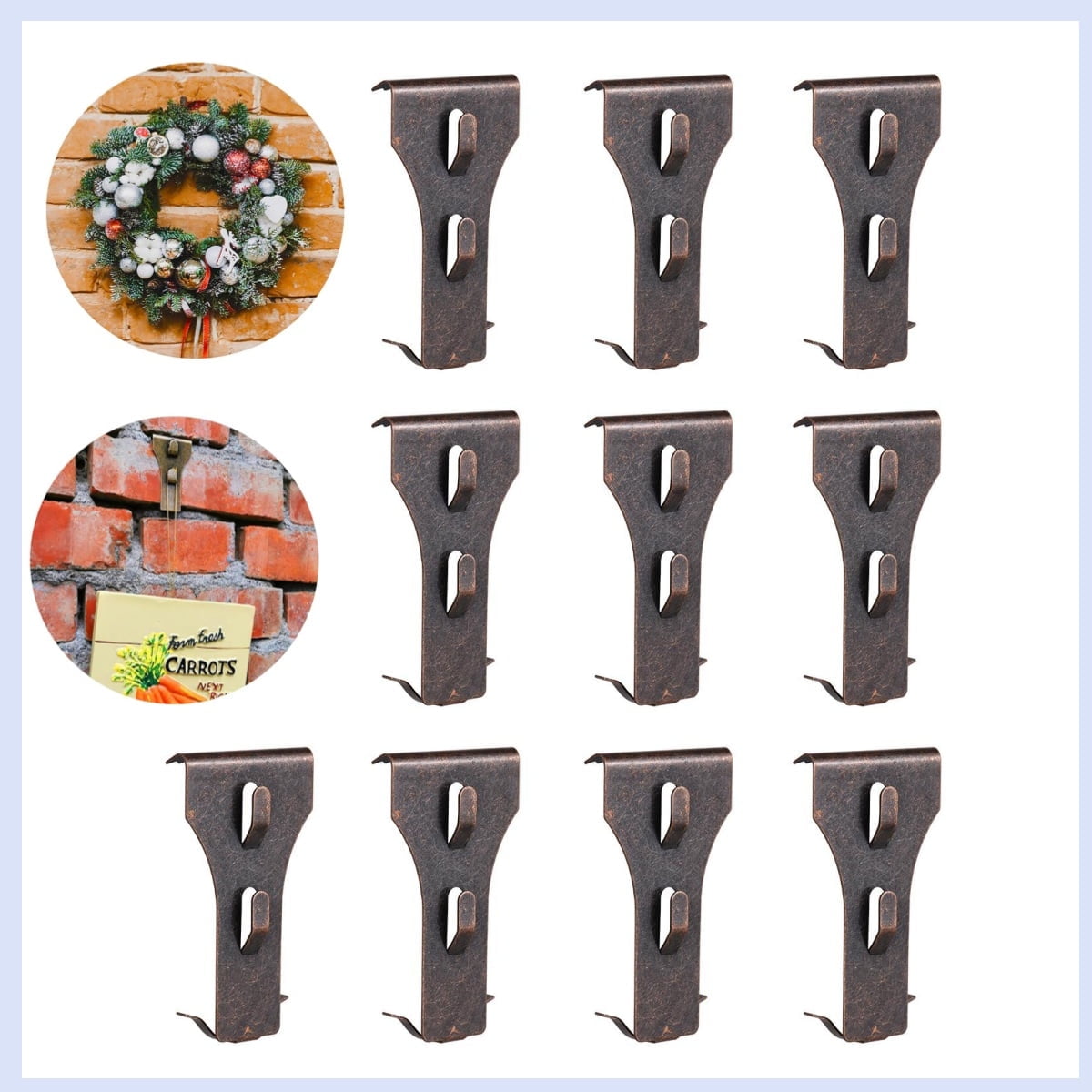 10 PCS Brick Hooks Clips Outdoor Heavy Duty Metal Hangers Clip for 60