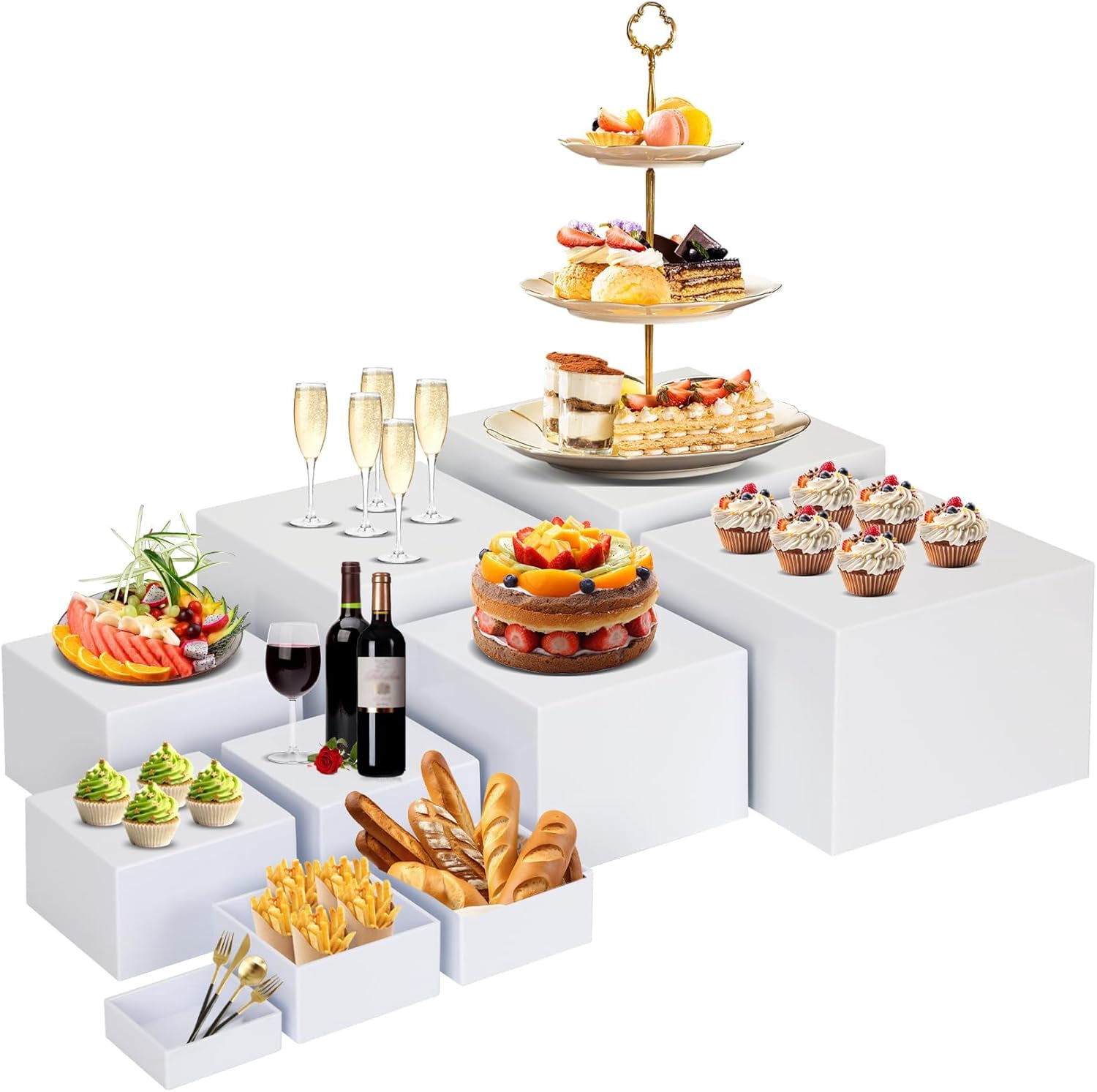 10 PCS Buffet Risers, Large Food Risers for Buffet Table, Food Display ...