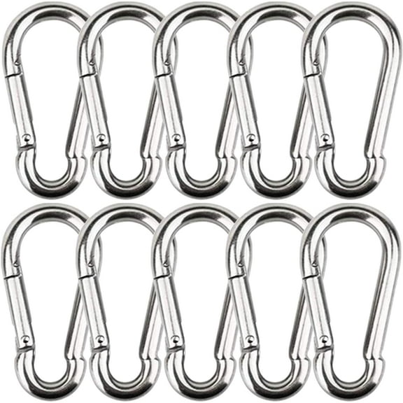 10 PCS Carabiner Clips Spring Snap Hooks - M8 3.15in Large Climbing Caribeener Clips, Heavy Duty Locking Metal Clips - Can Hold 250lbs for Hammocks, Punching Bags, Swing Chairs, Gym Equipment