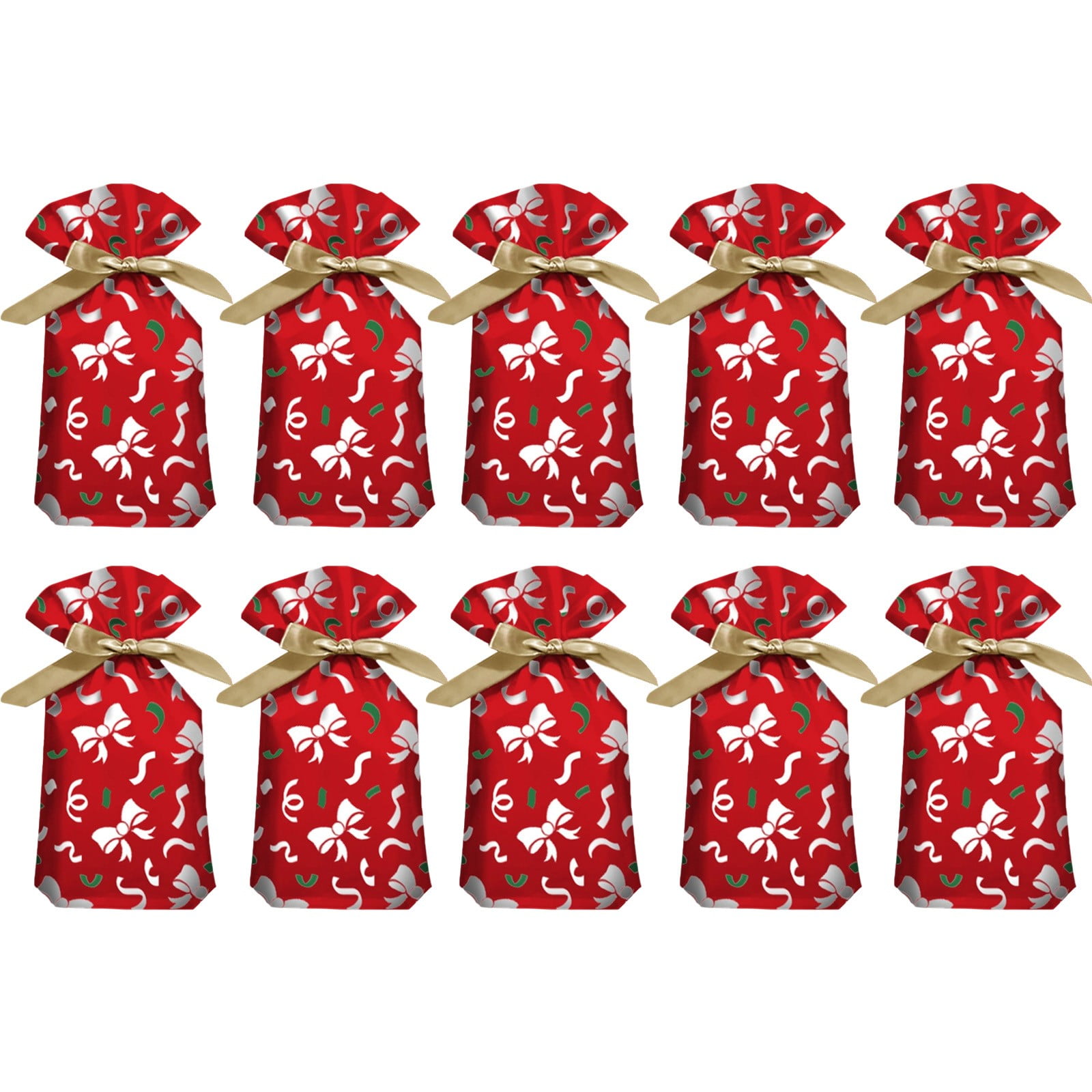 10 PCS Christmas Drawstring Gift Bags, 7x5in Xmas Gift Bags, Made of ...