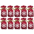 thumbnail image 1 of 10 PCS Christmas Drawstring Gift Bags, 7x5in Xmas Gift Bags, Made of Food-Grade Aluminized Polymer, Reusable Eco-Friendly Drawstring Sacks for Holiday Wrapping & Party Favors, 1 of 5