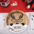 thumbnail image 1 of 10 PCS Christmas Paper Plates, Disposable Holiday Plates with Smiling Reindeer Face on Kraft Wood Look for Holiday Dinner, Buffet and Xmas Party Table Decor, 9 Inch, 1 of 5