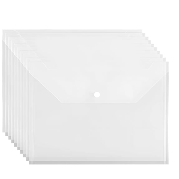 10 PCS Clear Document Pouches, A4 Document Folder with Snap Button ...