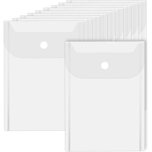 10 PCS Clear Envelope Pouch 7 X 5 Inch Clear Plastic Envelope Pouch with Snap Closure Waterproof Plastic Envelopes for Office School Documents Sticker, Photo Storage Folder, Receipt Holder