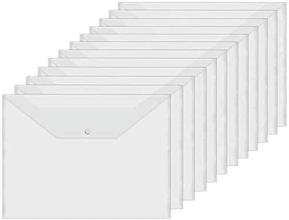 5pcs Clear Document Folders Transparent Filing Envelopes Waterproof Plastic  Envelopes File Holder Filing Document Poly Envelope With Snap Button Closu