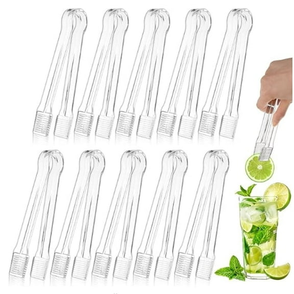 10 PCS Clear Plastic Serving Tongs, 6.3 Inch Mini Serving Utensils Plastic Tongs Ice Tongs for Buffet Bar Kitchen BBQ Appetizers Pastries