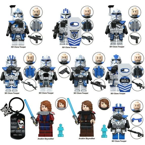 10 PCS Clone Wars 501st Clone Troopers Anakin Skywalker Minifigures Building Blocks Toys Collectible Christmas Gifts