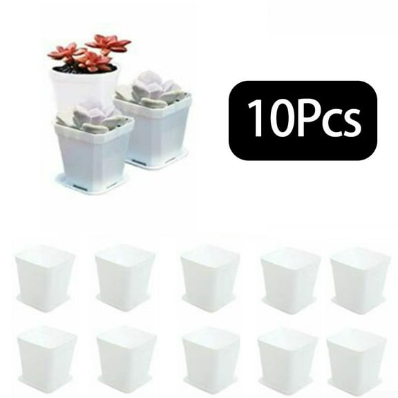 10 PCS Colorful Multi Square Nursery Flower Pots,Plastic Plant Pot with Nursery