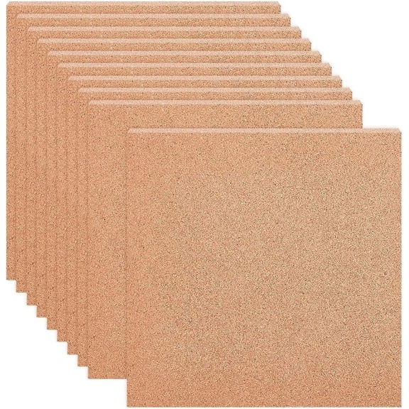 10 PCS Cork Board Coasters 12x12 Inch Square 2mm Thick Sand Brown Cork Insulated for Wall Decorations DIY Crafts for DIY