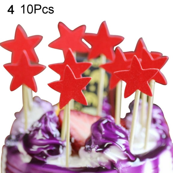 10 PCS Cupcake Gold Star Cake Toppers for Wedding Birthday Baby Shower Party Valentine's Day Decoration, Glitter Star Cupcake Cake Topper Party Supplies Birthday Wedding Decor