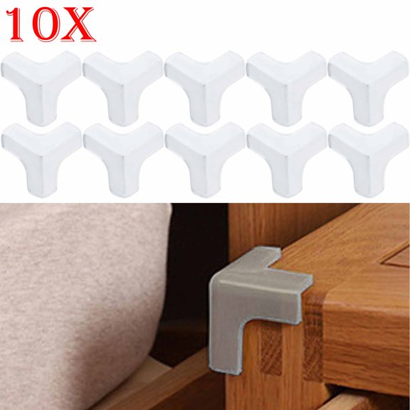 10 PCS DIR Practical Corner Bumper And Table Edge Protector Silicone Collision Guard For Furniture And Kitchen To Bumps - White