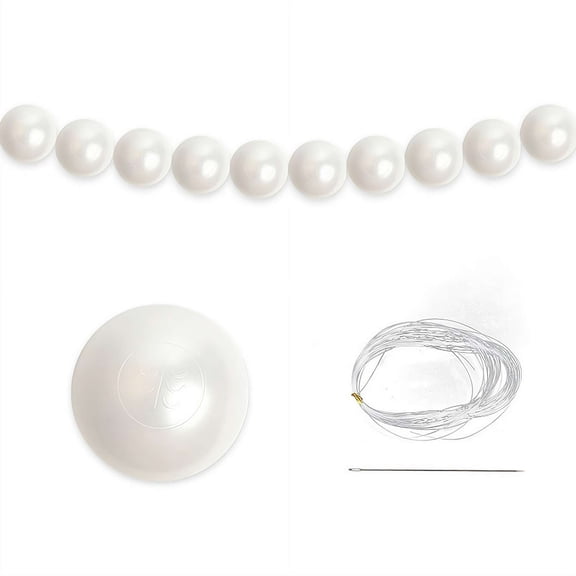 10 PCS DIY Pearl Garland Kit, 2.2 Inch (55MM) Large Faux Pearl Beads with Needle & String for Wedding, Bridal Shower, Engagement Party Decorations, Indoor Outdoor Decor