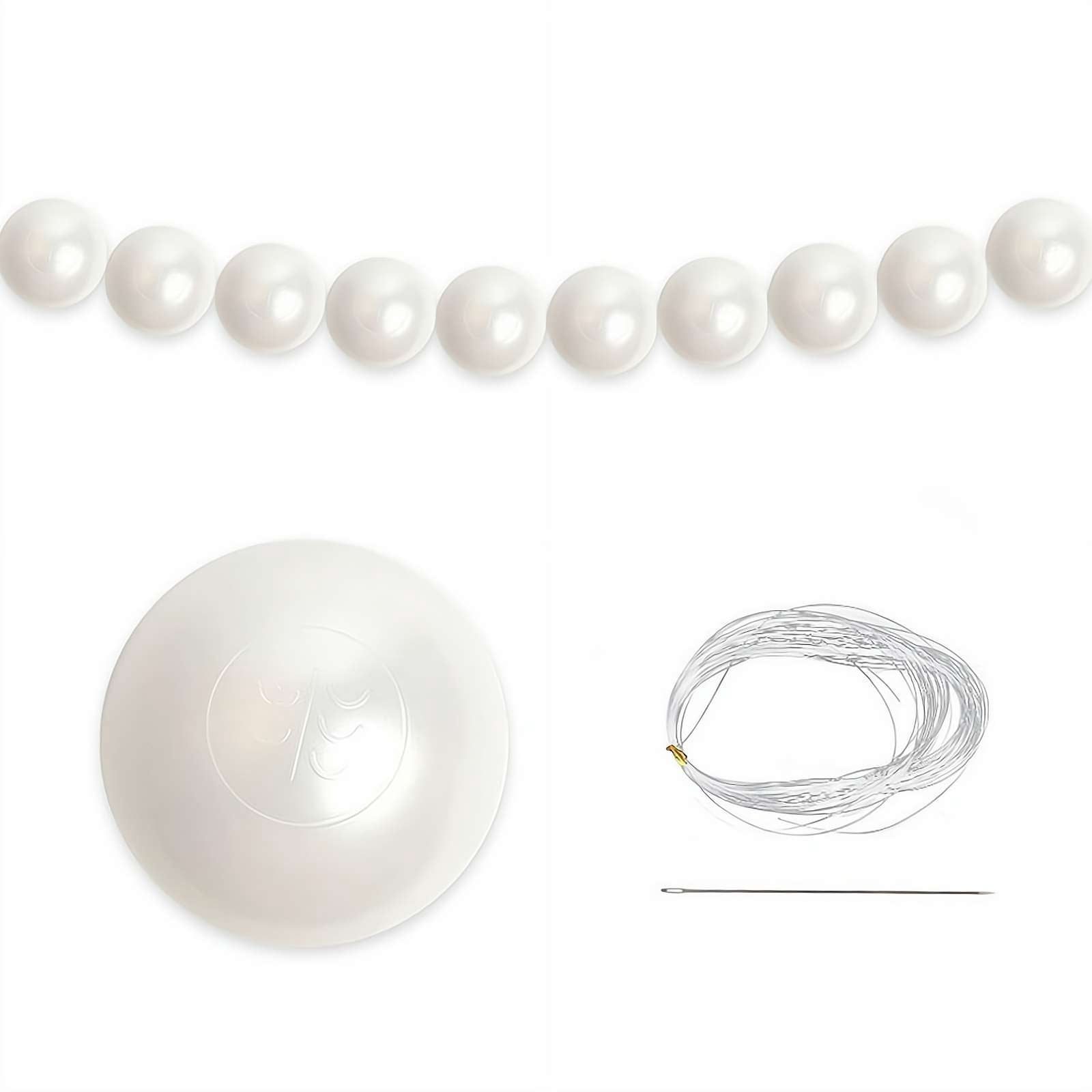 10 PCS DIY Pearl Garland Kit, 3.15 Inch (80MM) Jumbo Faux Pearl Beads with Needle & String for Wedding Arch, Backdrop, Banquet Decor, Bridal Shower Party Supplies