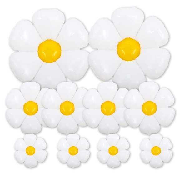 10 PCS Daisy Balloons White Daisy Flower Balloons Party Decorations Balloon Birthday Wedding Baby Shower Party Decorations Supplies