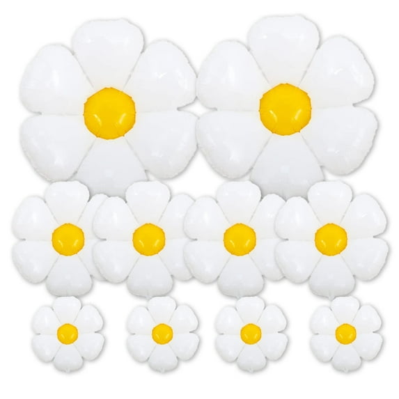 10 PCS Daisy Balloons White Daisy Flower Balloons Party Decorations Balloon Birthday Wedding Baby Shower Party Decorations Supplies