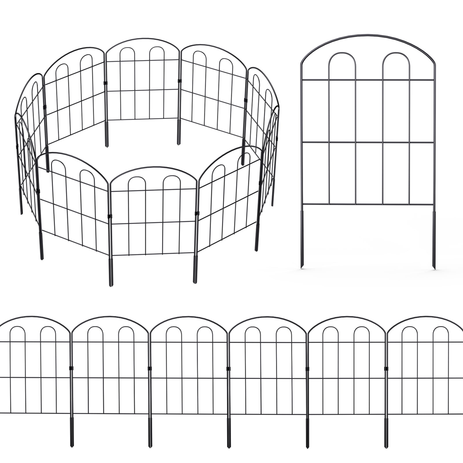 10 PCS Decorative Garden Fence, 24" (H) x 11FT (L) Metal Patio Ground Fence Outdoor
