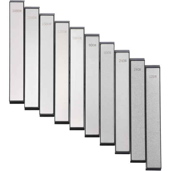 10 PCS Diamond Knife Sharpening Stones Set  120# to 3000# Grit, Professional Whetstone Kit for Ruixin Sharpeners & Handheld Use  Non-Slip Base, Durable Diamond Plates for Kitchen & Outdoor Tools