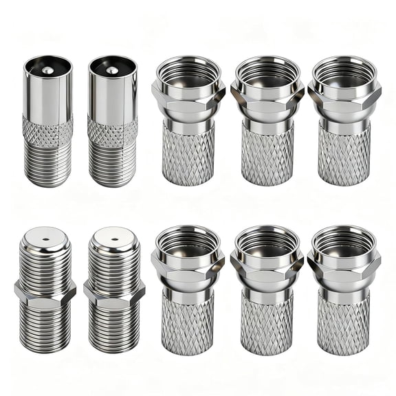 10 PCS F Plug Connectors - Waterproof Coaxial Cable Connectors for RG6 Aerial TV - F Type Aerial Connector for Satellite TV, Set-Top Box, AV Equipment
