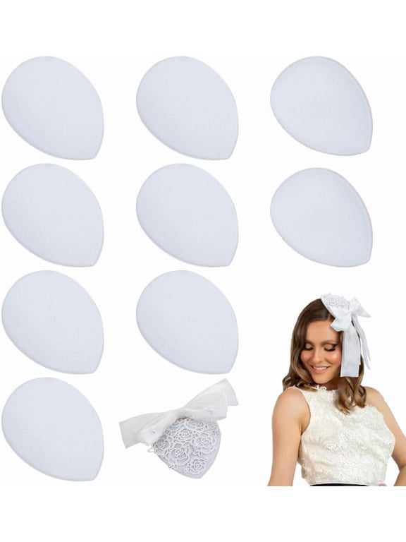 10 PCS Fascinator Hat Base 3.9x5Inch EVA Cloth Hat Fascinator Millinery Base White Teardrop Hat Base Cocktail Hats Making Base Women Hat Craft Supply for Party Millinery Hat DIY Making for DIY