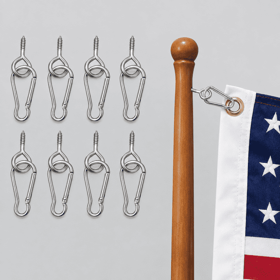 10 PCS Flags Clip, Metal Flag Pole Hooks Hardware Parts for Grommeted Flag, for Boat Banners Outdoor Nautical Use