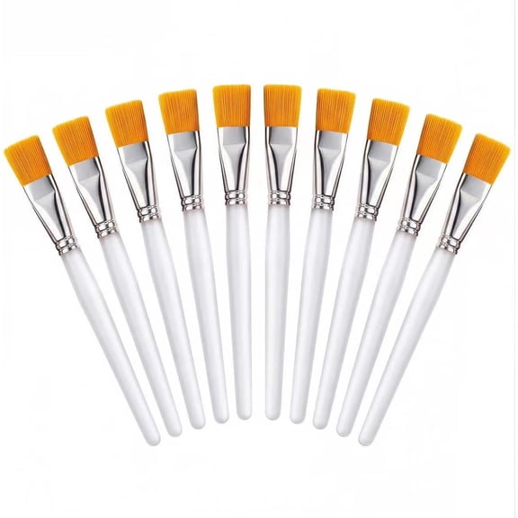 10 PCS Flat Paint Brushes, 1 Inch Acrylic Paint Brushes with Frosted Clear Acrylic Handles, Large Paint Brush Set for Acrylic, Oil, Watercolor, Gouache, Body Painting, Crafts, Rock Painting