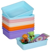 10 PCS Flat Storage Trays, Daily Items Organizer Bins Trays for Classroom Art Activity Plastic Stackable Trays File Organizers for School Office Teacher Book Organization