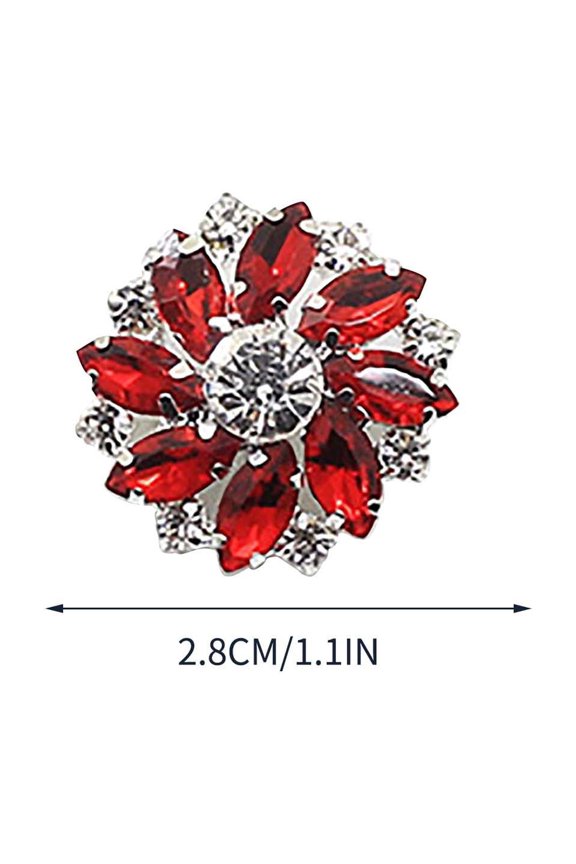 10 PCS Flower Brass Rhinestone Shank Buttons 28MM Red Crystal Sew On Buttons with 1-Hole and Flat Back, Fashion Claw Rhinestone Snowflake Buttons DIY Hand Decorated Button Shirt With Diamond