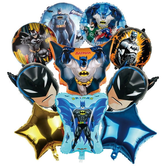 10 PCS For Batman Themed Foil Balloons, Cartoon Movie Balloon Birthday Party Decorations, Celebration Party Kit Supplies for Boy Girls