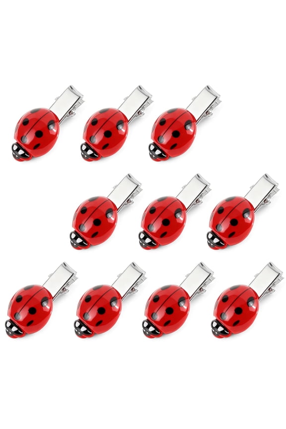 10 PCS Fun Ladybug Hair Clips, Cute Lady Bug Barrettes Funky Insect Hair Clips Whimsical Accessories for Girls Women Back to School Halloween Cosplay Themed Party