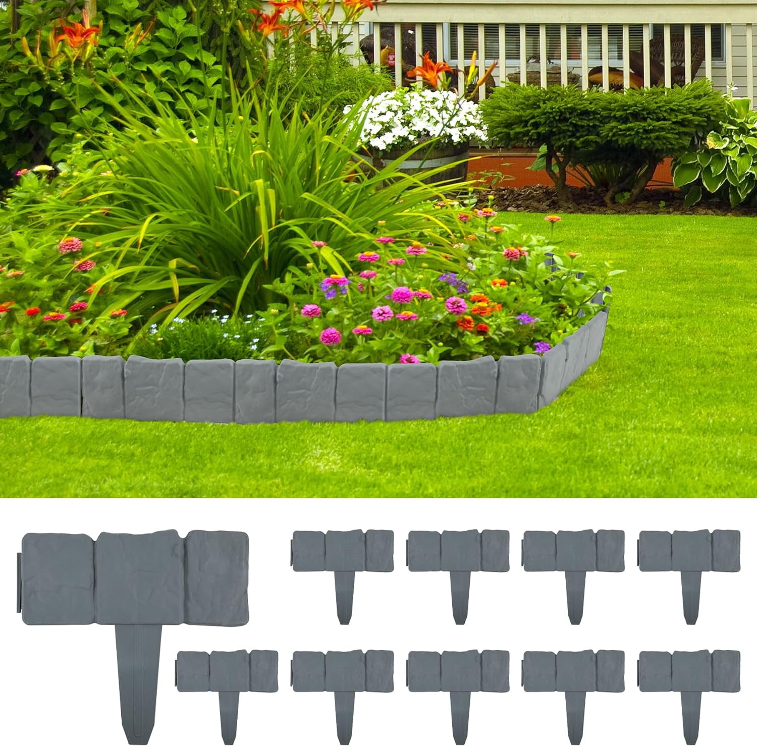 10 PCS Garden Edging 2.5m Lawn Edging Lawn Edging Garden Fence Edging