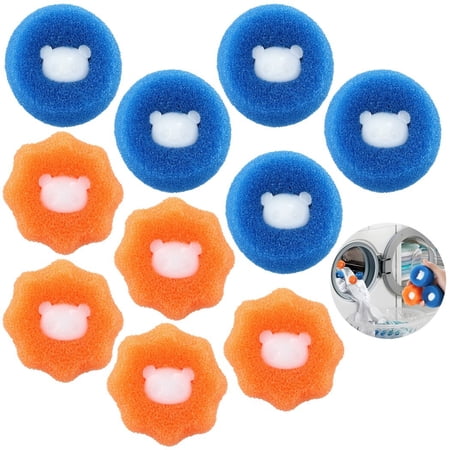 10 PCS Hair Removal Cleaning Balls, Reusable Clothes Anti-winding Adsorption Hair Catcher, Hair Remover for Laundry, Washing Machine Hair Removal Sponge, Pet Hair Removal Ball