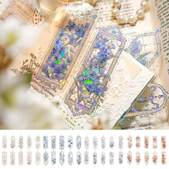 10 PCS Handmade Transparent Flower Bookmarks Set, PVC Floral Book Markers with Tassel, Boxed Gift for Book Lovers, Men, Women, Students, Birthday Present