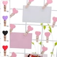 thumbnail image 1 of 10 PCS Heart Wooden Clothespins, Pink Mini Clothespins Photo Clips Small Decorative Wood Peg Pin Craft Clips for Wedding Party Hanging Pictures Postcard Display, 1 of 6