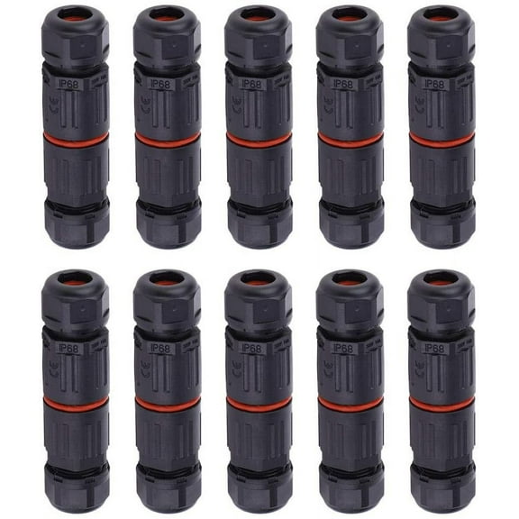 10 PCS IP68 Waterproof Electrical Cable Connector, 3 Pin Female Waterproof Connectors Outdoor Power Socket Waterproof Wire Connector Fitting