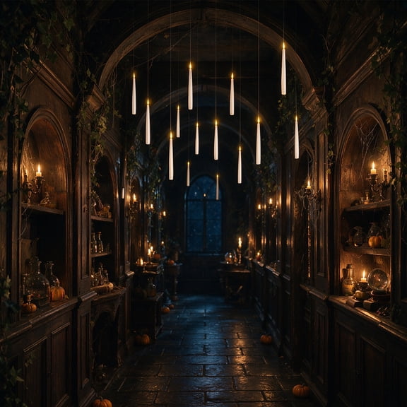 10 PCS LED Floating Candles With Wand Remote, Flameless Flickering Hanging Taper Candles, Battery-Operated Plastic Indoor Decor for Halloween, Christmas, Birthday Parties