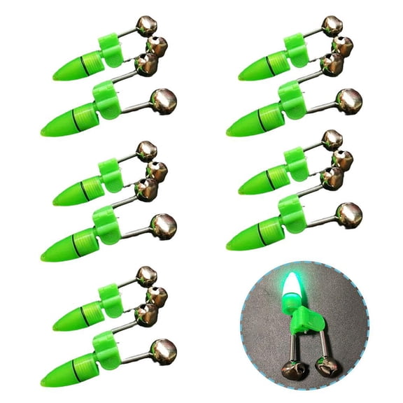 10 PCS LED Night Fishing Bite Bait Alarm 2 Bells Light Rod Tip Alert Clip Y7T5