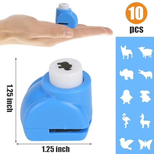 10 PCS Land Animal Shaped Craft Hole Punch Set for DIY Crafting, Scrapbooking, Tissue Paper for Gift Bags, Wrapping Paper and Festival Wrapping Crafts, Birthday Confetti Maker Projects
