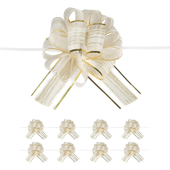 10 PCS Large Pull Bow Gift Wrapping Bows, Pull Bow with Ribbon for Wedding Gift Baskets, Party Gift Wrap Bows, Presents Decorating Bows White