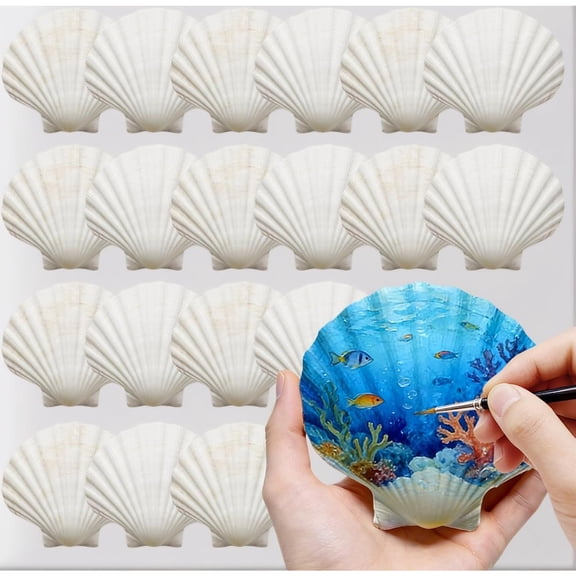 10 PCS Large Scallop Shells 4-5 Inch – Natural White Sea Shells Bulk for Crafting, Painting, Decoupage, Shell Decor, Ocean Themed Party Supplies