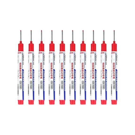 10 PCS Long Head Deep Hole Marker Pens,20mm Long Nib Marker, Longs Nose Markers, Waterproof Construction Markers Marking Tool,Permanent Markers Carpenter Ink marker Pens,Metal marking Pens(Red)