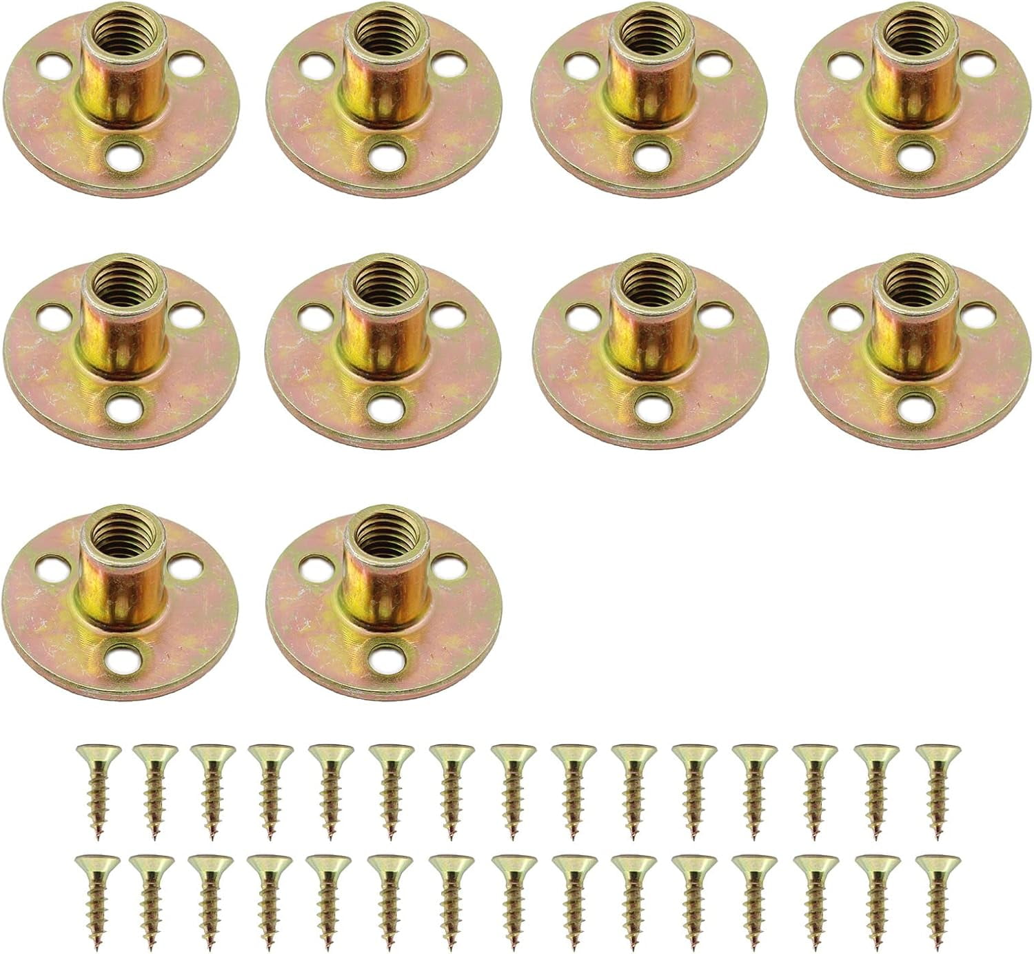 10 PCS M10(3/8'') Brad Hole Tee Nut Carbon Steel Screw in T Nuts Round